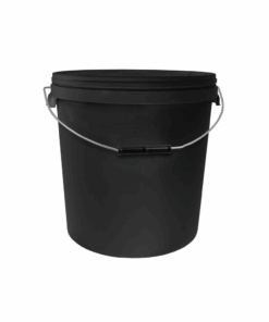 20L Round Black Bucket With Metal Handle & Lid