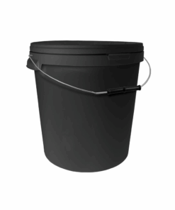 33L Round Black Buck With Metal Handle & Lid